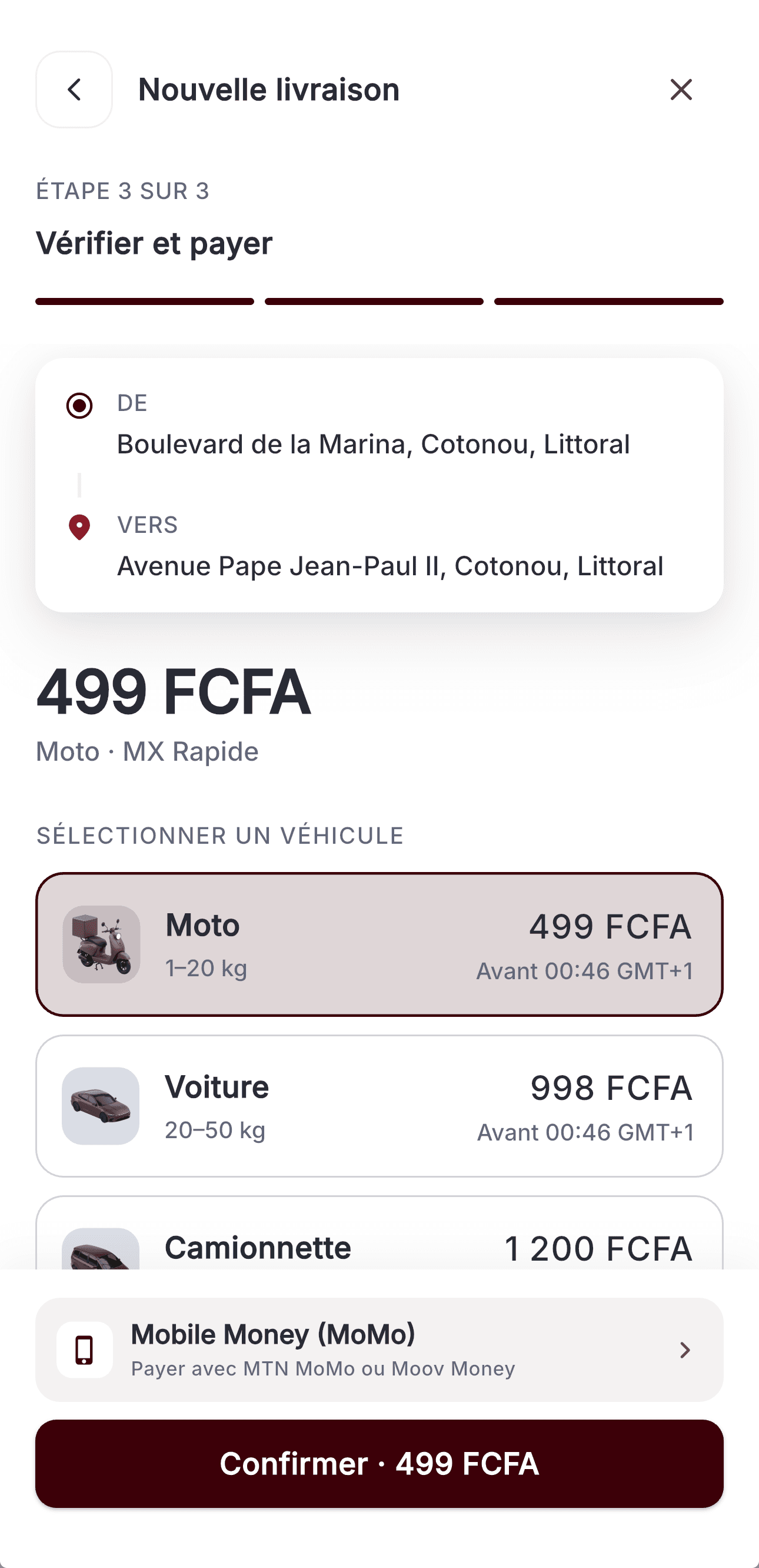 MX Company app delivery payment preview